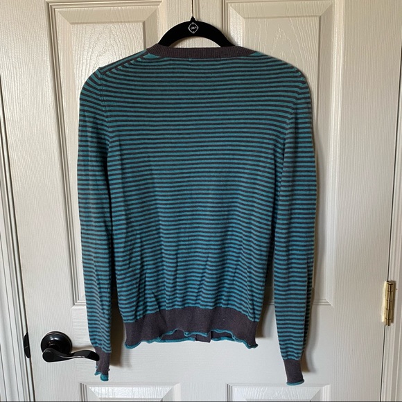 Boden Gray & Teal Striped Button Cardigan - Picture 7 of 9